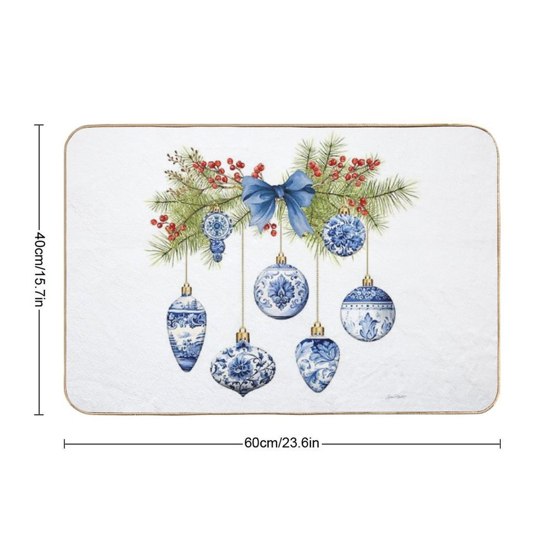 Blue Chinoiserie Christmas A  Rapid-Drying Bath Mat
