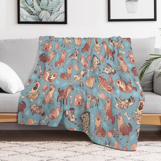 Hyenas in Cerulean Lightweight Throw Blanket