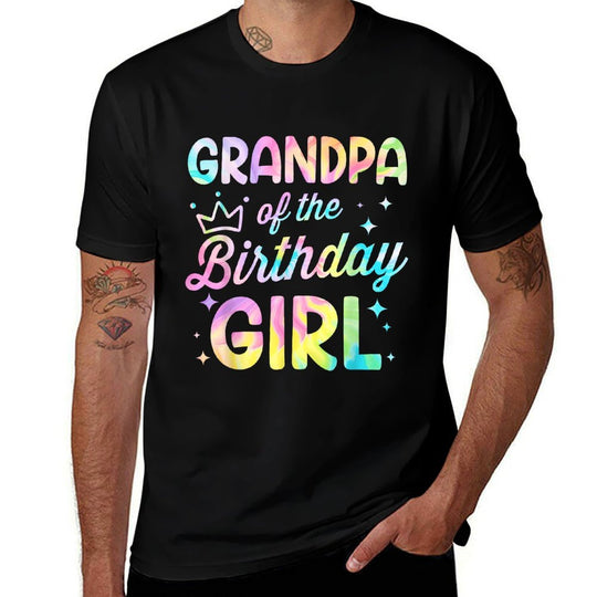 Grandpa Of The Birthday Girl Tie Dye Girl Bday Party  Odor-resistant T-Shirt