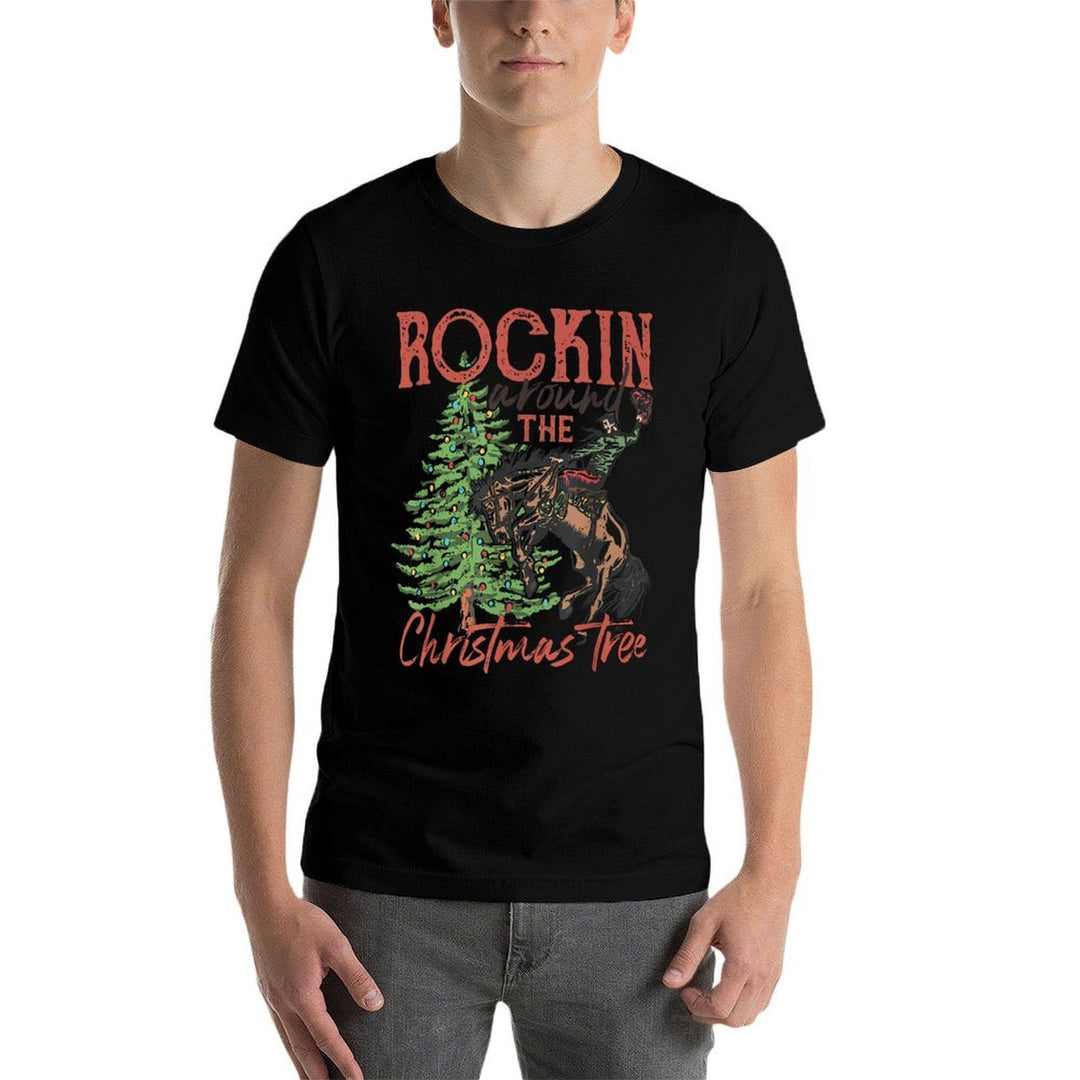 Funny Country Western Xmas Rockin Around The Christmas Tree  Soft T-Shirt