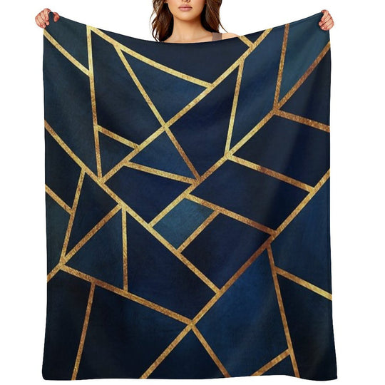 Navy Gold Stone Geometric Gift-ready Throw Blanket