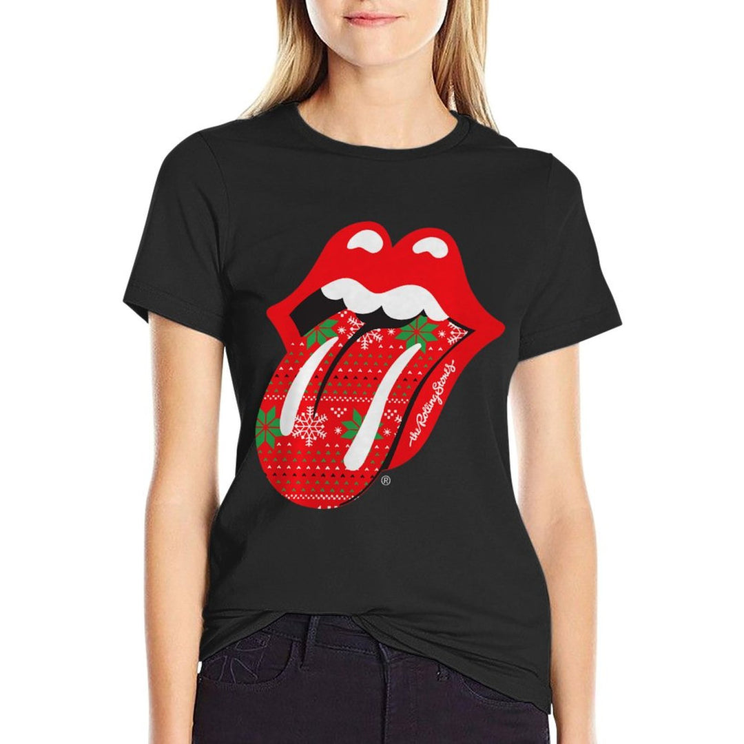 Rolling Stones Christmas Tongue Premium Tri-blend  Relaxed-fit T-Shirt