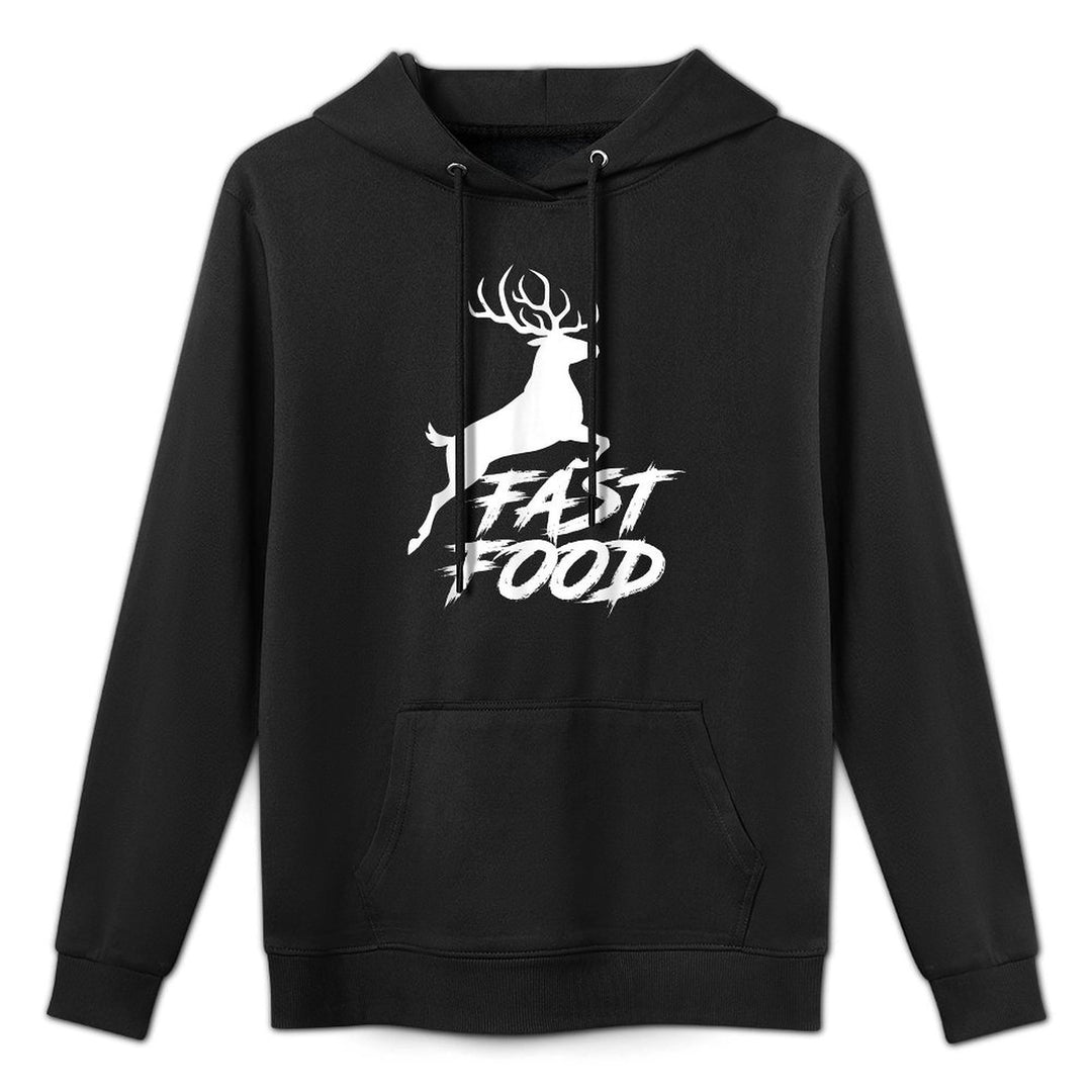 Deer Fast Food Hunting Gift Idea Fast Food Funny Hunter Deer Breathable Fabric Hoodie