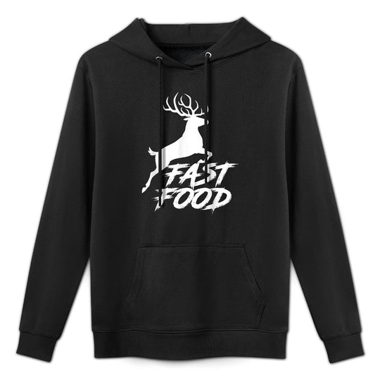 Deer Fast Food Hunting Gift Idea Fast Food Funny Hunter Deer Breathable Fabric Hoodie