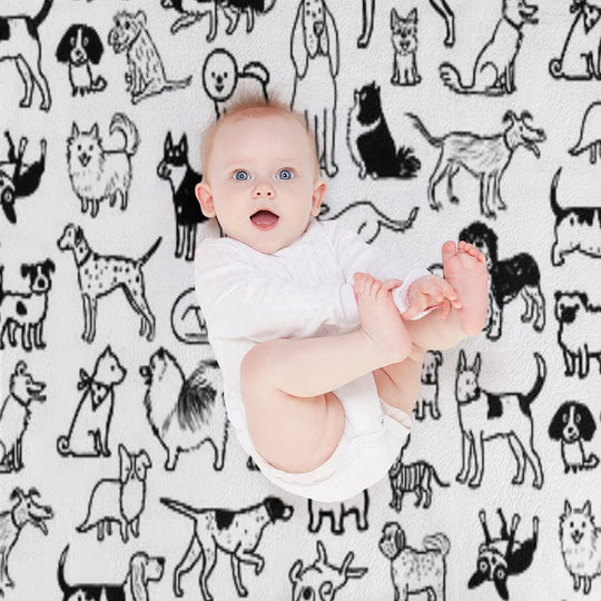 Black And White Dogs Pattern Eco-conscious Throw Blanket