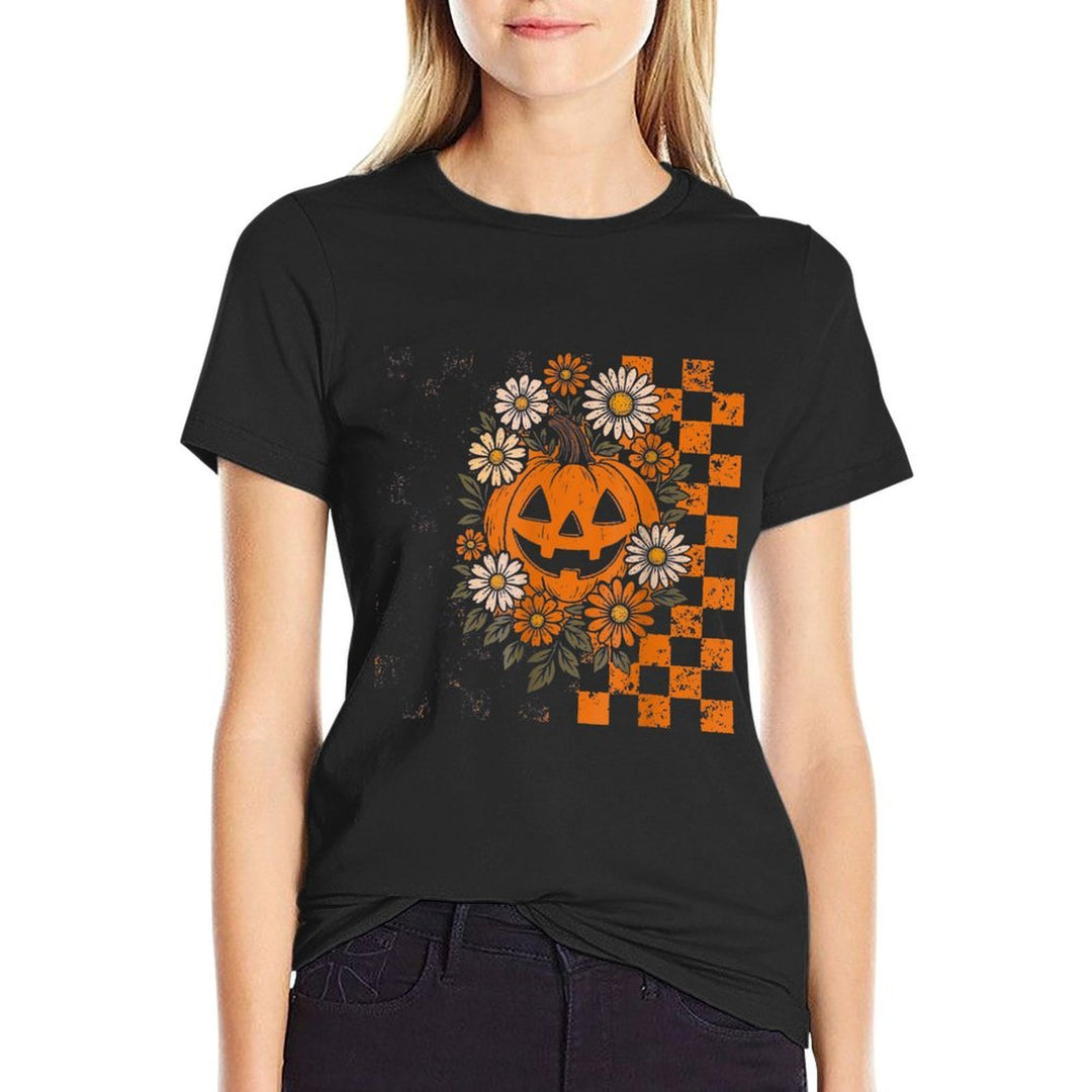 Halloween Floral Ghost Halloween Costume Girls Women  Soft T-Shirt