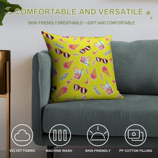 Bright Summer Pattern Soft Gift Ready Throw Pillow