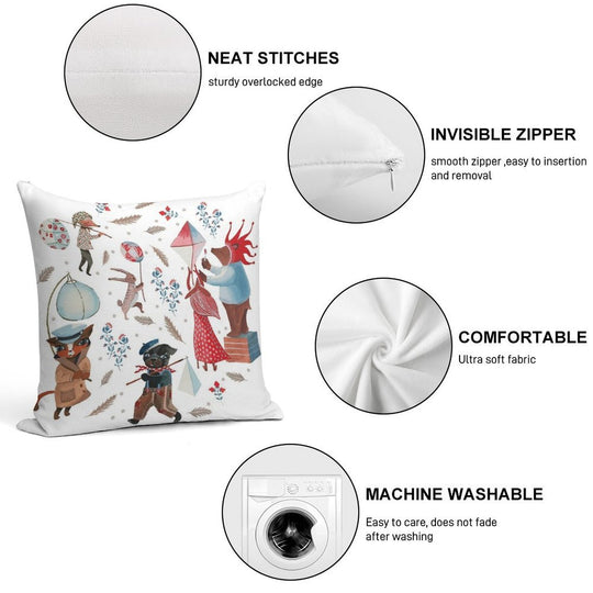 Lantern Parade - Snow Soft Durable Construction Throw Pillow