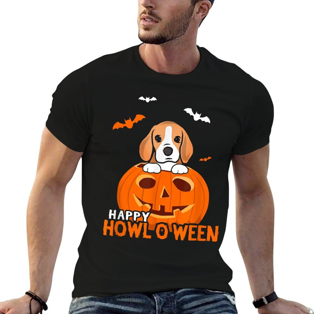 Cute Halloween Beagle Dog Pumpkin Costumes Thanksgiving Men Women Kids  Oversized Silhouette T-Shirt