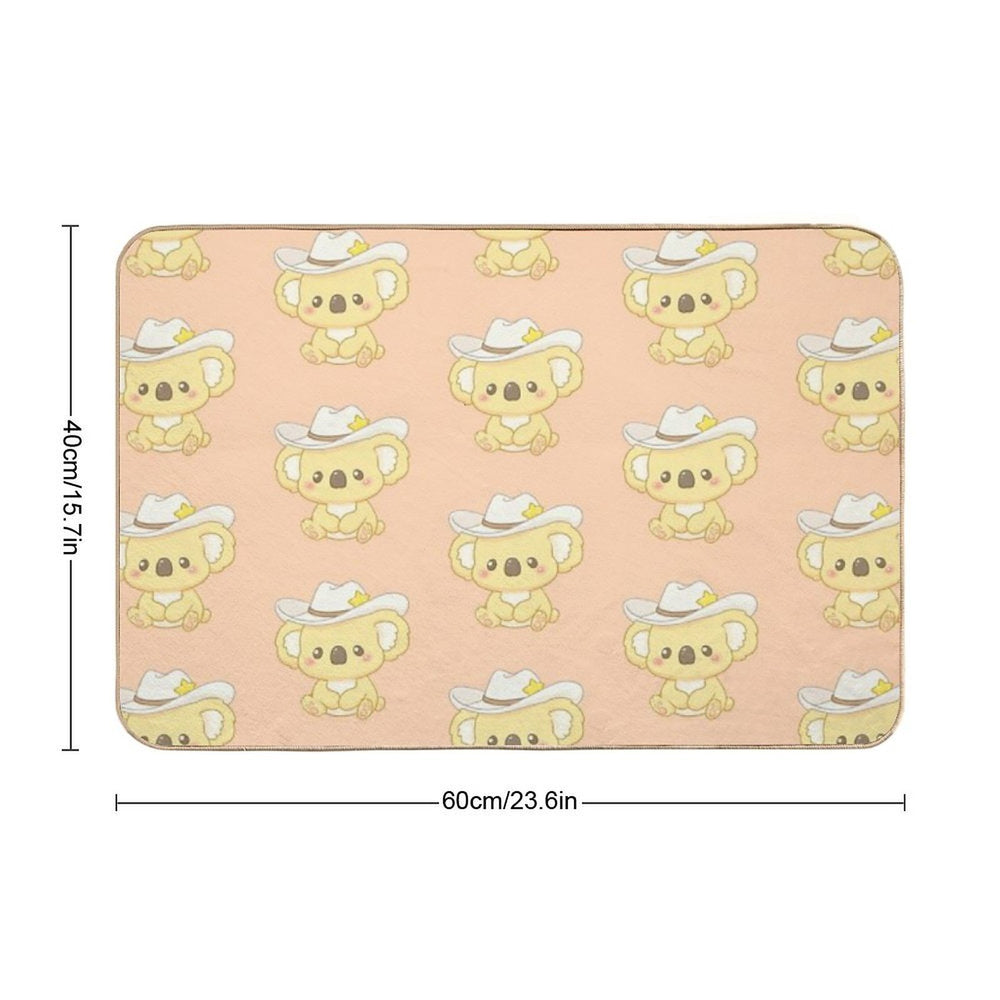 Kawaii Koala with Cowboy Hat  Slip-Resistant Bath Mat
