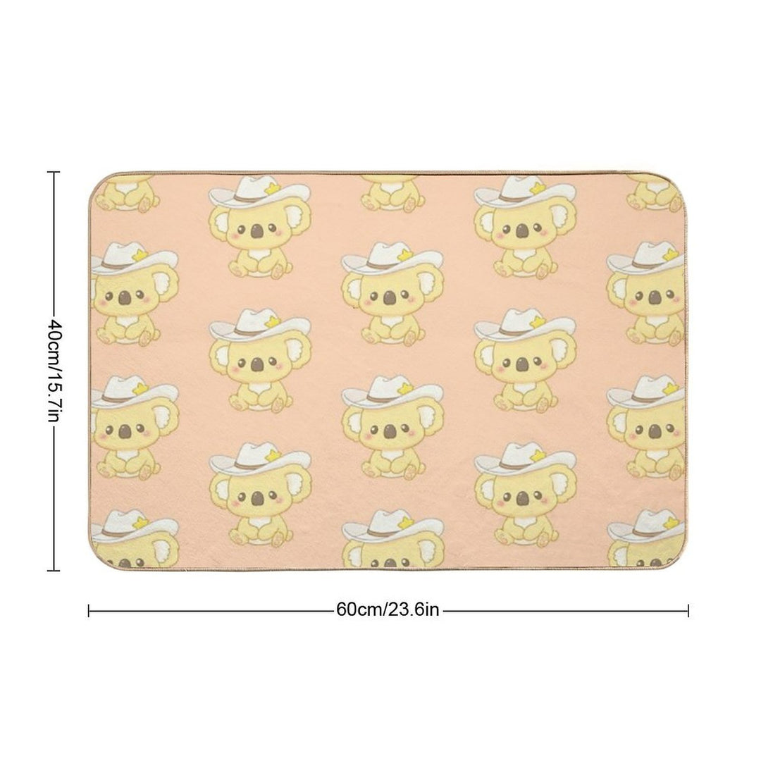 Kawaii Koala with Cowboy Hat  Slip-Resistant Bath Mat