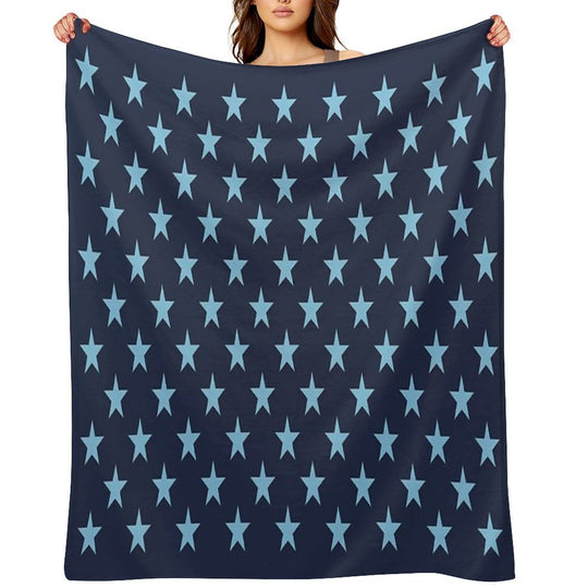 Small BABY BLUE And NAVY BLUE STARS Easy Care Throw Blanket