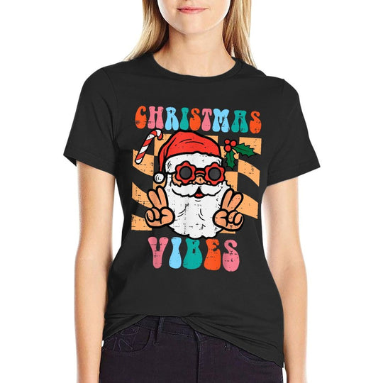 Groovy Santa Peace Christmas Vibes Retro Xmas Men Women Kids  Breathable T-Shirt