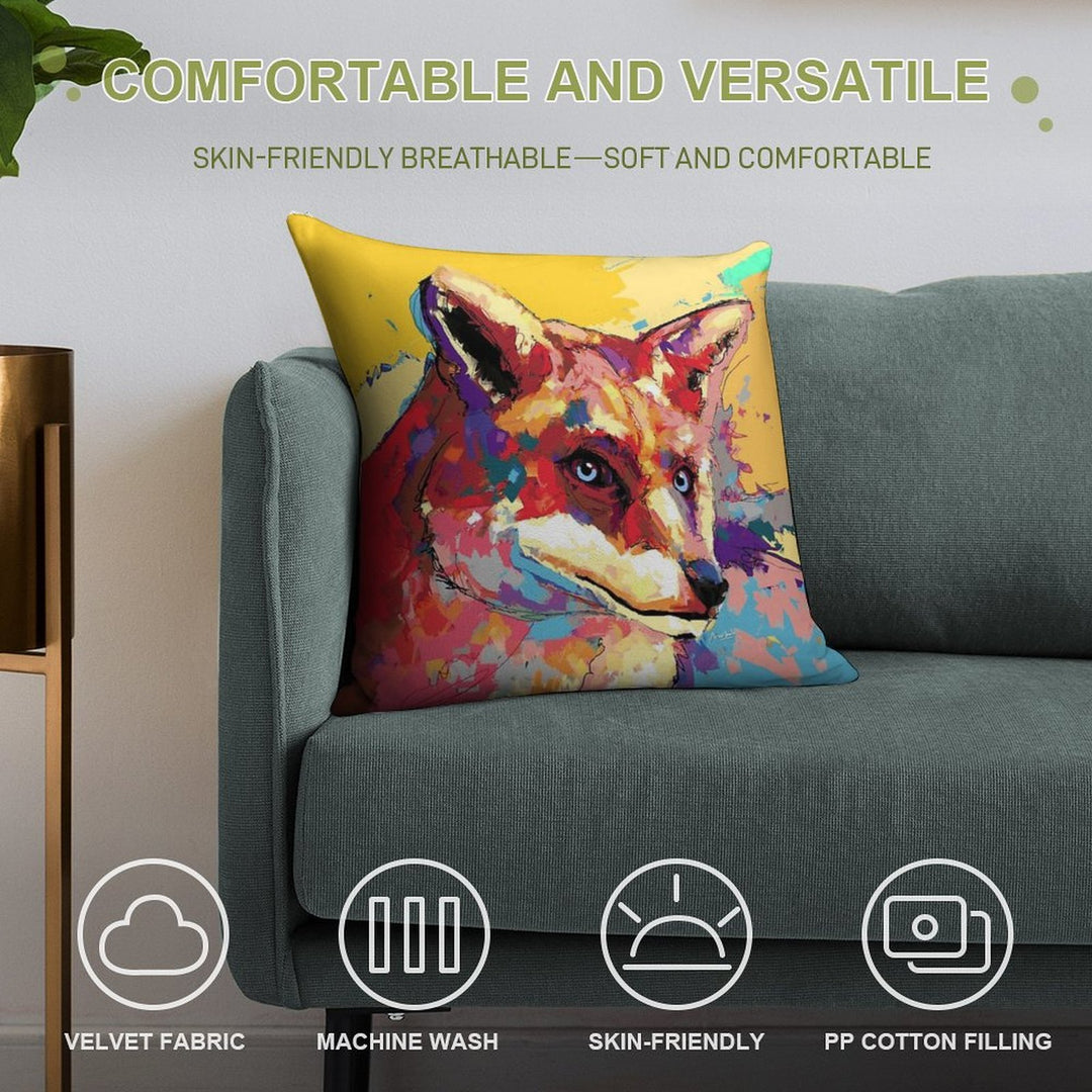 Fox Soft Decorative Cover Throw Pillow