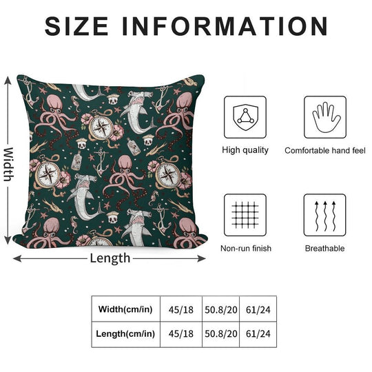 Dark Sea Creature Pattern Soft Home Decor Throw Pillow