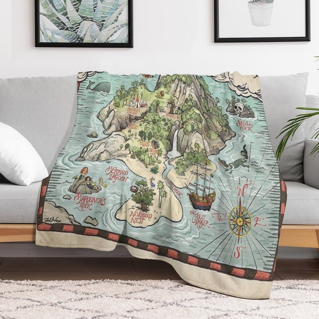 Neverland Map Machine-washable Throw Blanket