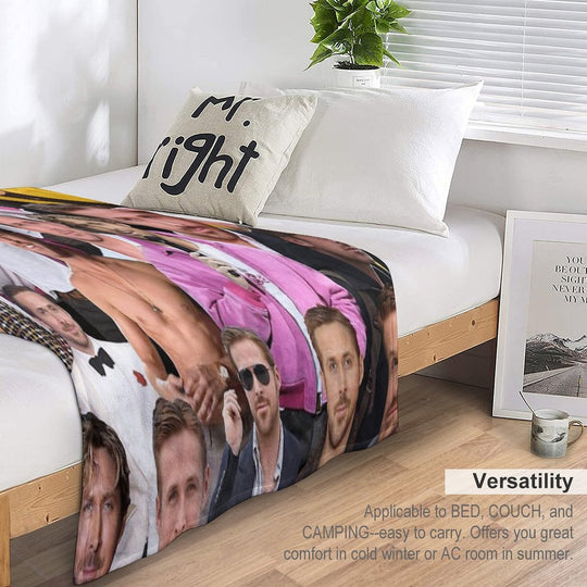 HIGH QUALITY Ryan Gosling Photo Collage Sustainable Throw Blanket
