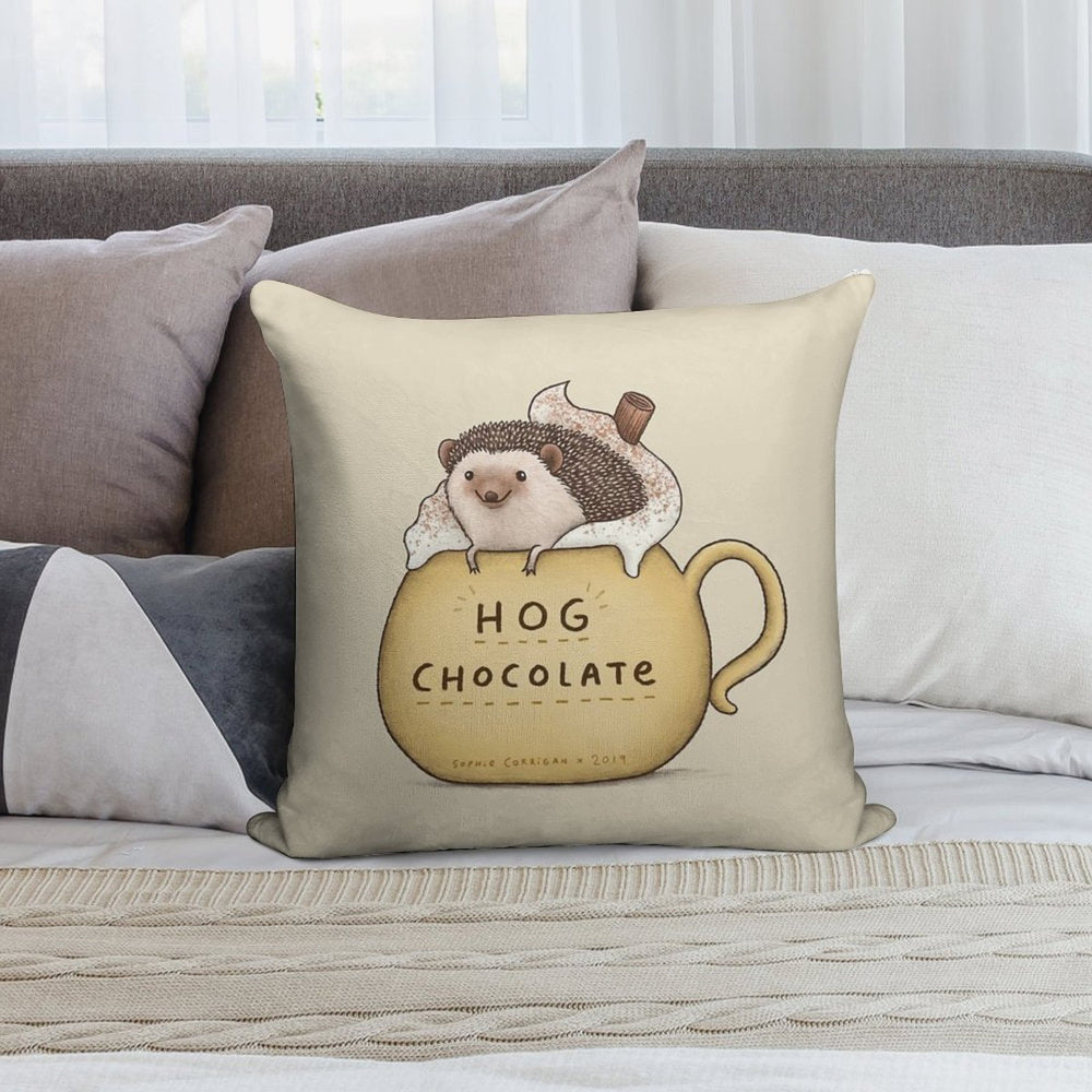 Hog Chocolate Soft Decorative Cover Throw Pillow