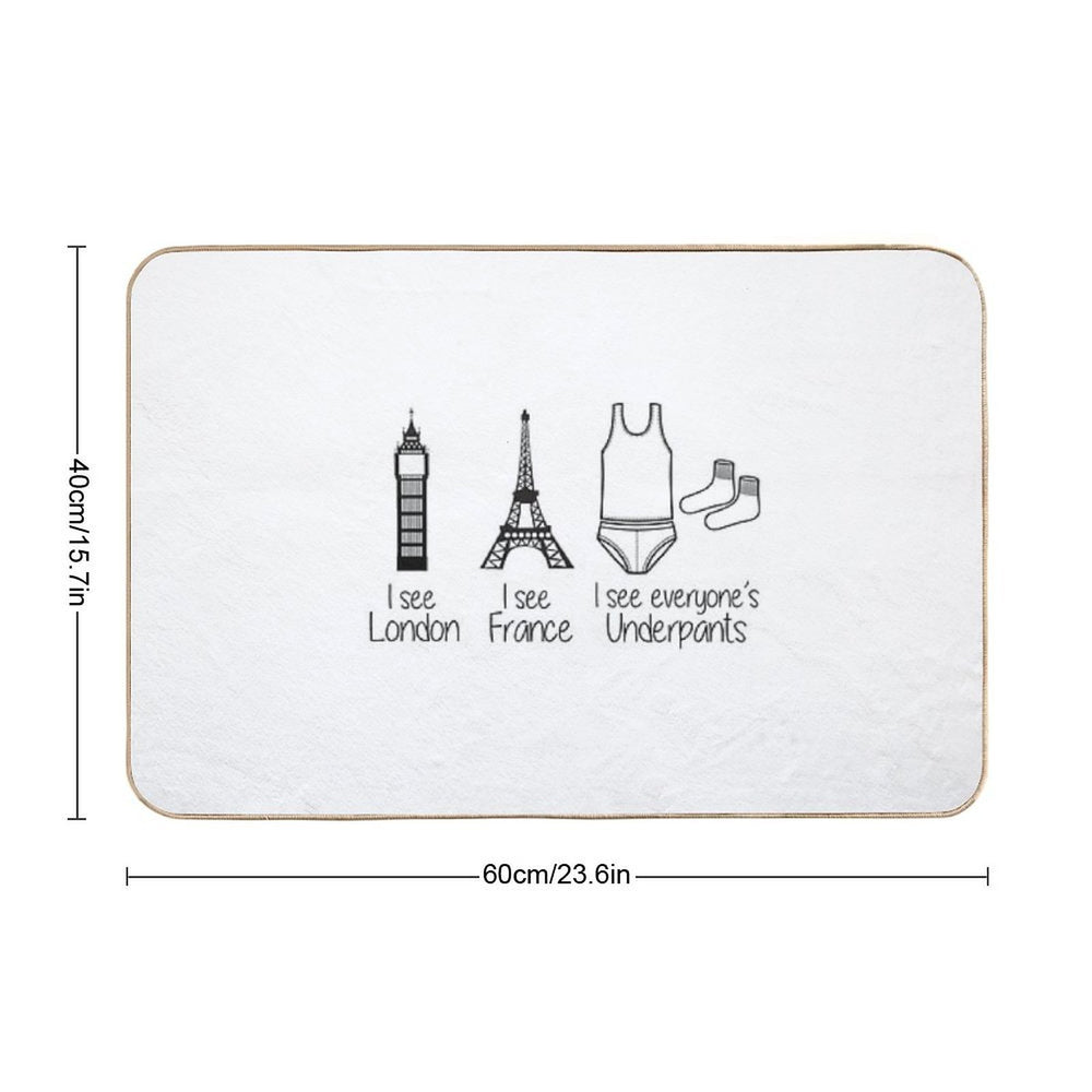 I See London, I See France, I See Everyone's Underpants  Fade-Resistant Bath Mat