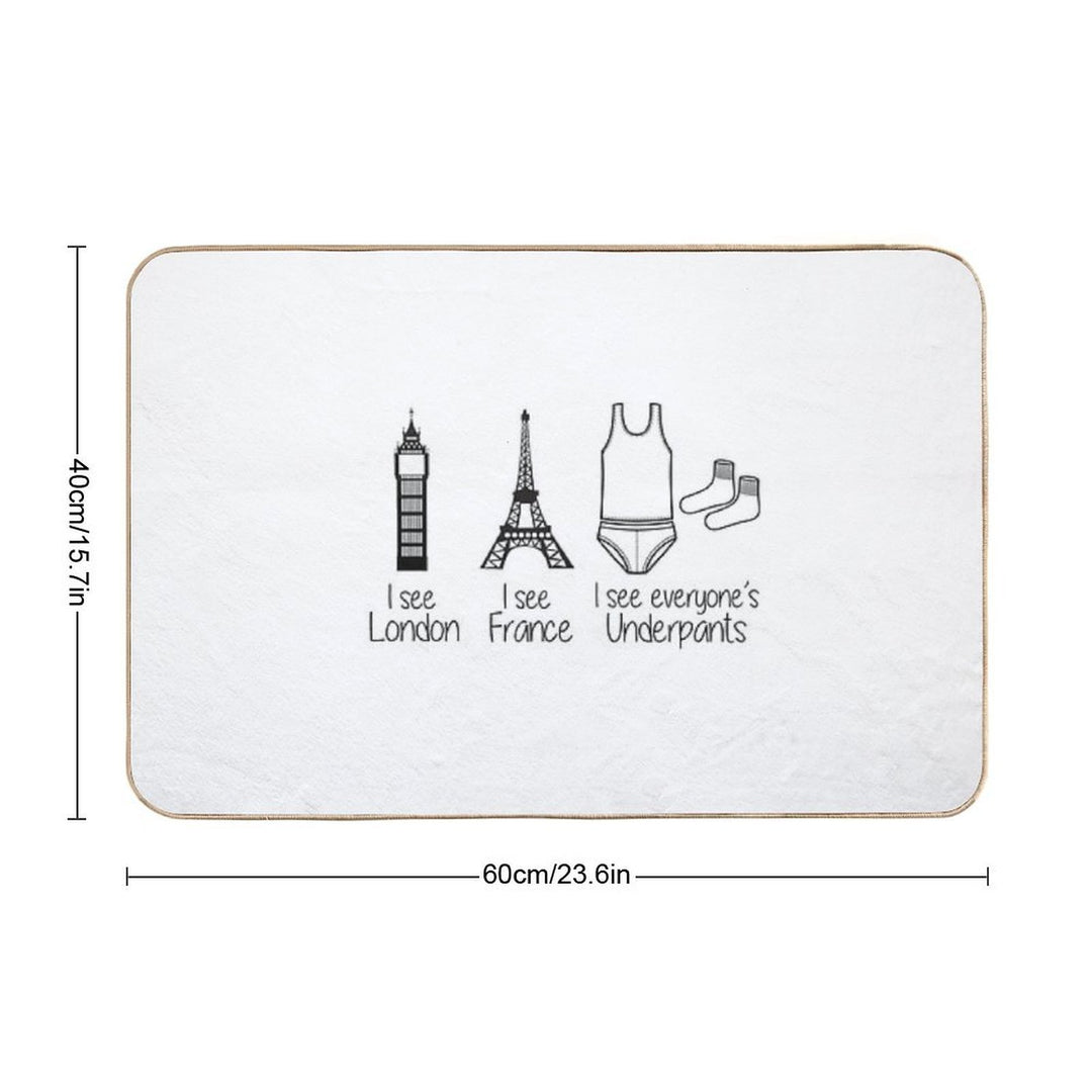 I See London, I See France, I See Everyone's Underpants  Fade-Resistant Bath Mat