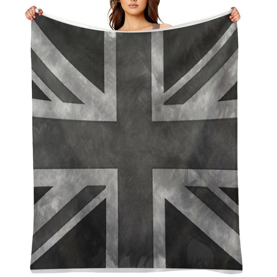 Greyscale Distressed Union Jack Lightweight Throw Blanket
