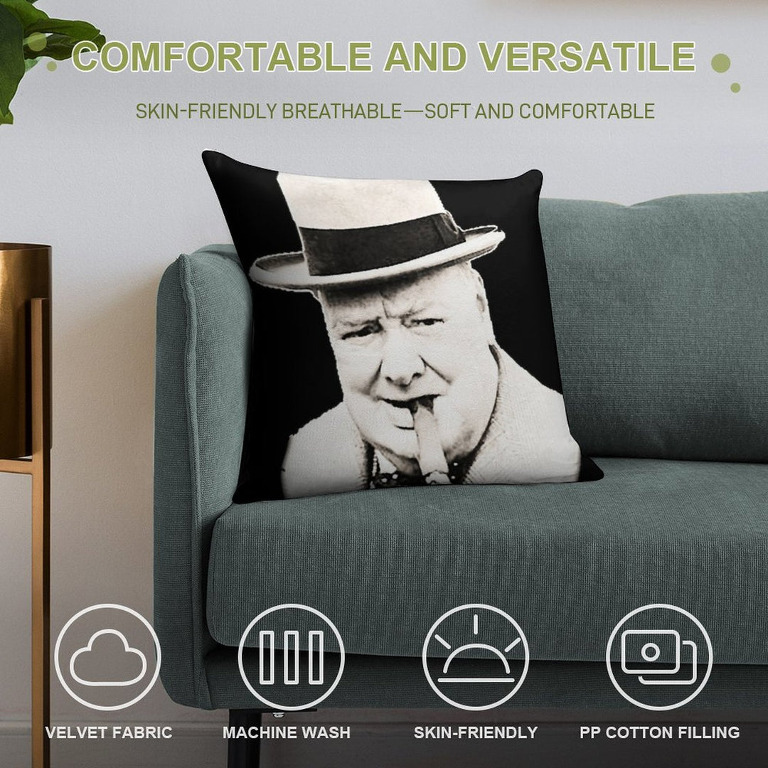 Wiston Churchill Face Soft Multiple Sizes Throw Pillow