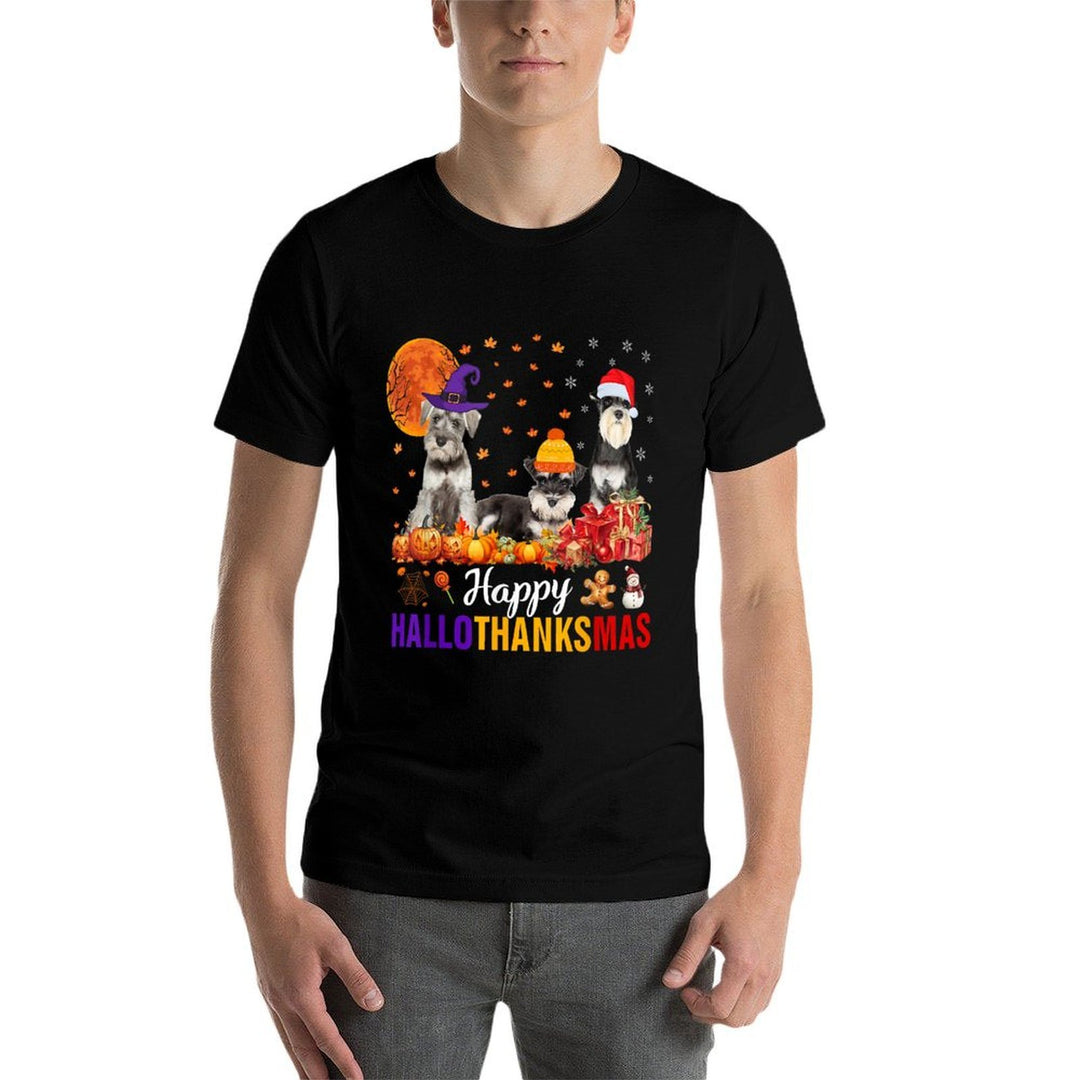 Schnauzer Hallothanksmas Halloween Thanksgiving Xmas  Affordable Price T-Shirt