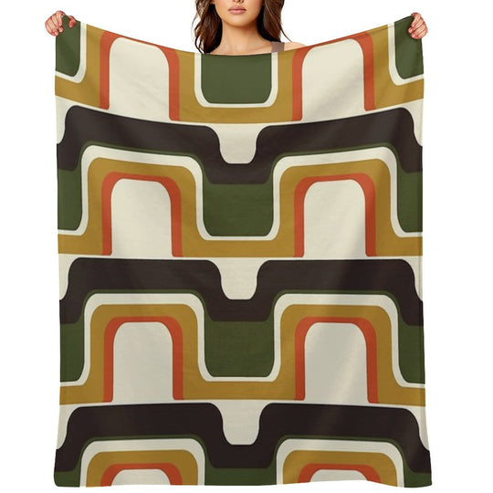 Mid-Century Modern Meets 1970s Plush Throw Blanket