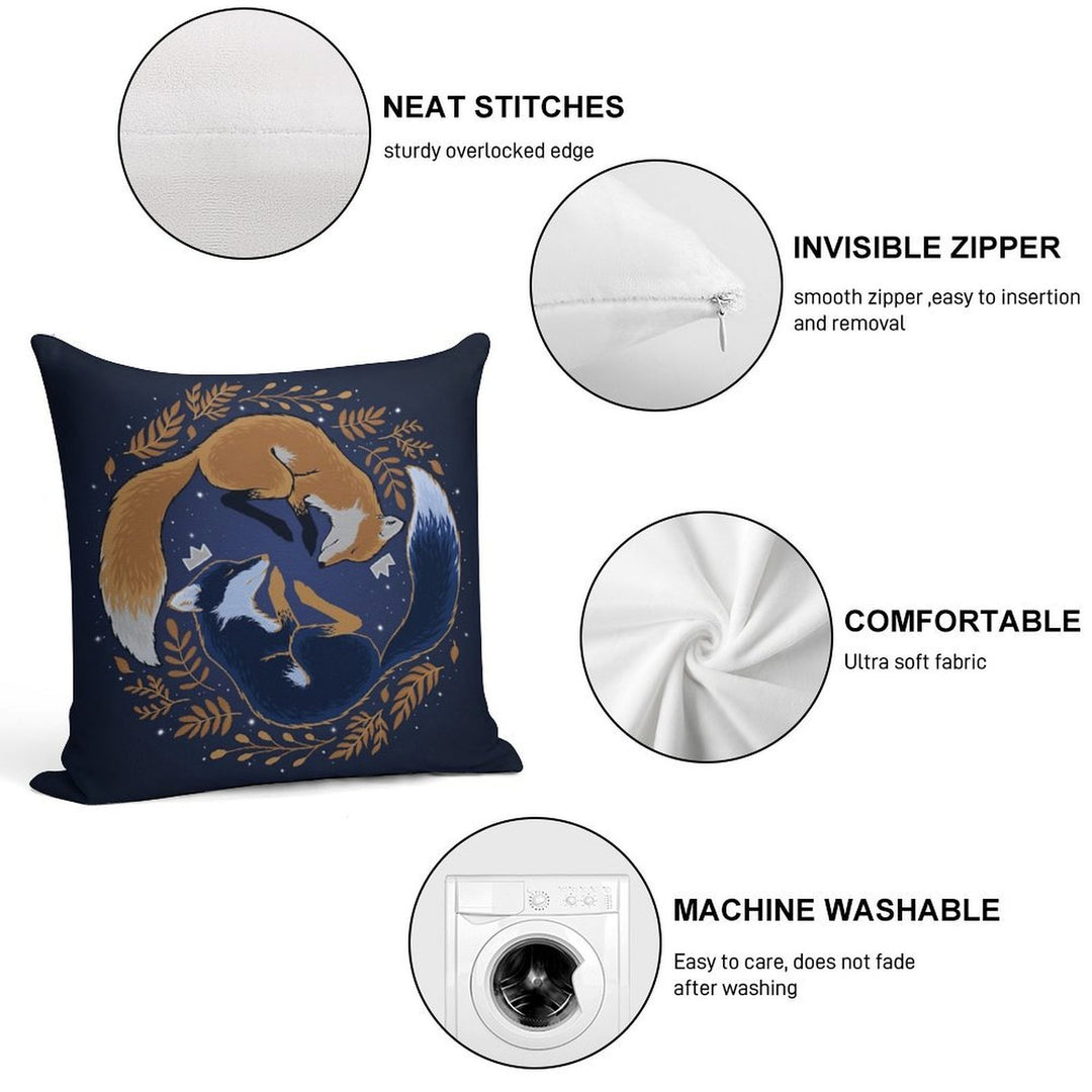 Night Foxes Soft Shrink-Resistant Throw Pillow