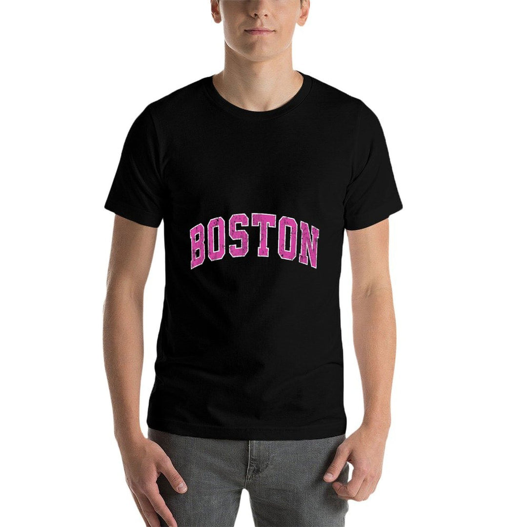 Boston Massachusetts MA Vintage Sports Design Pink Design  Slim-fit Cut T-Shirt