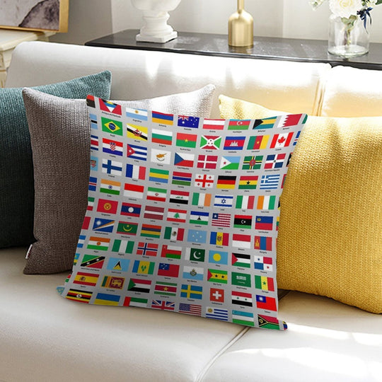 All of The Current World Flags Every Nation Soft Decorative Cover Throw Pillow