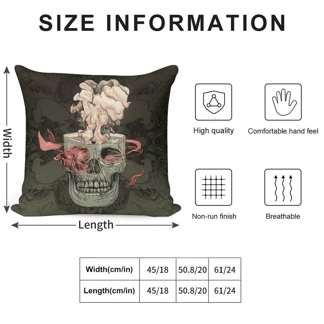Skull And Red Fish Soft Easy Maintenance Throw Pillow