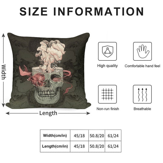Skull And Red Fish Soft Easy Maintenance Throw Pillow