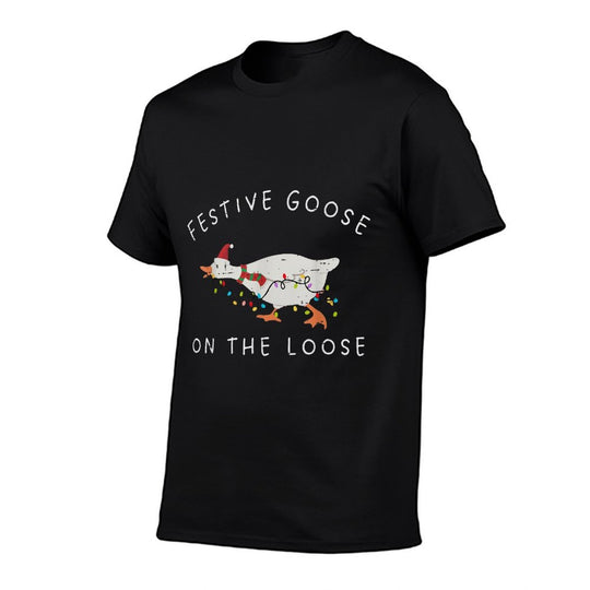 Festive Goose On The Loose Christmas Duck Light Xmas Holiday  Odor-resistant T-Shirt