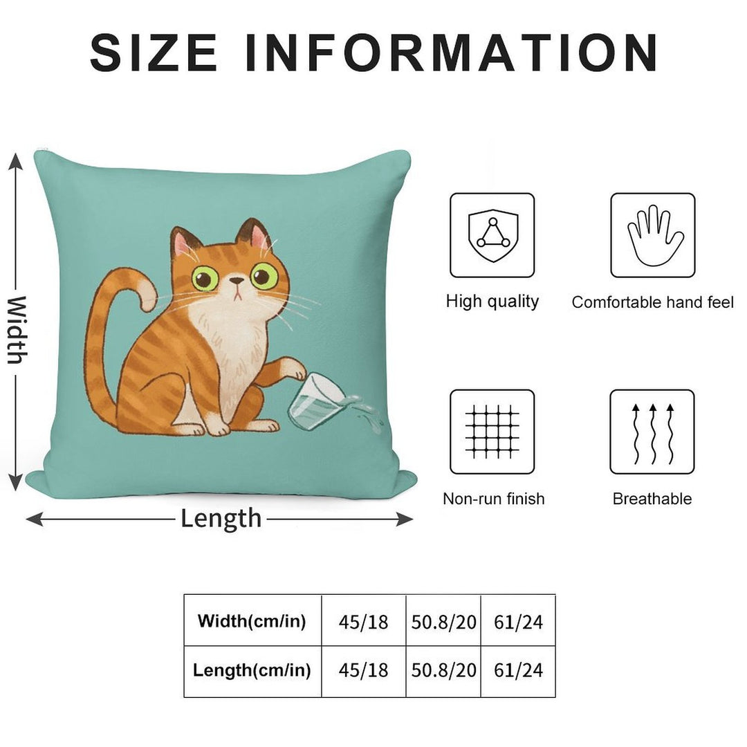 Cat Tipping Glass Soft Washable Throw Pillow