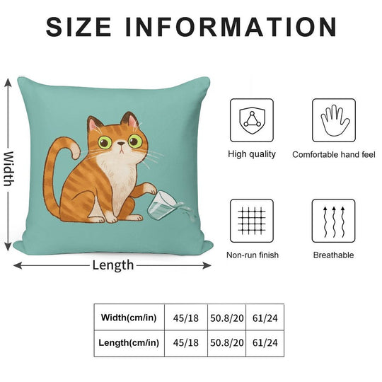 Cat Tipping Glass Soft Washable Throw Pillow