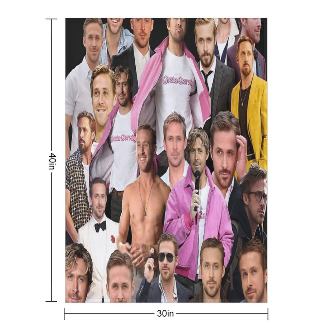HIGH QUALITY Ryan Gosling Photo Collage Sustainable Throw Blanket