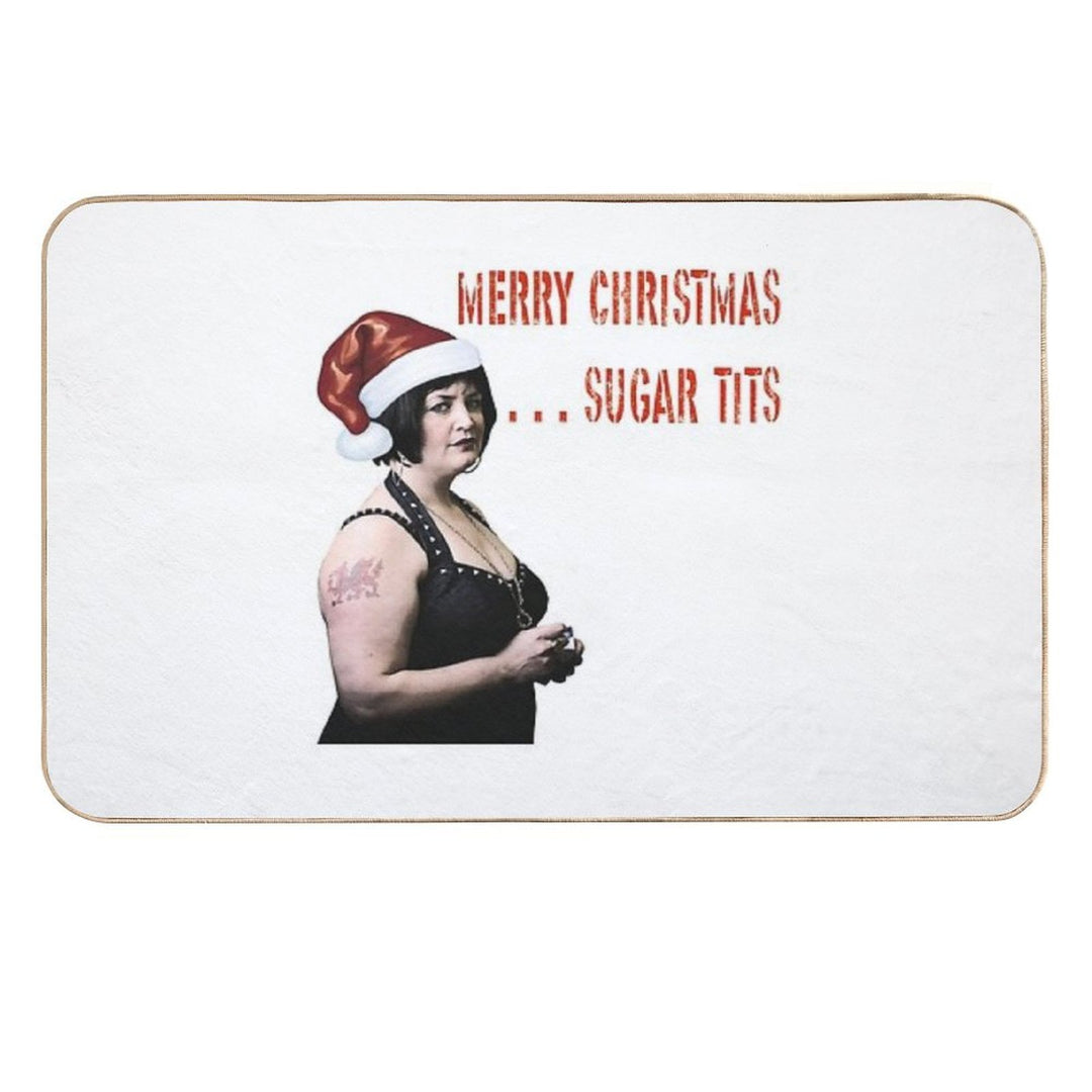 Merry Christmas Sugar Tits  Anti-Trip Bath Mat