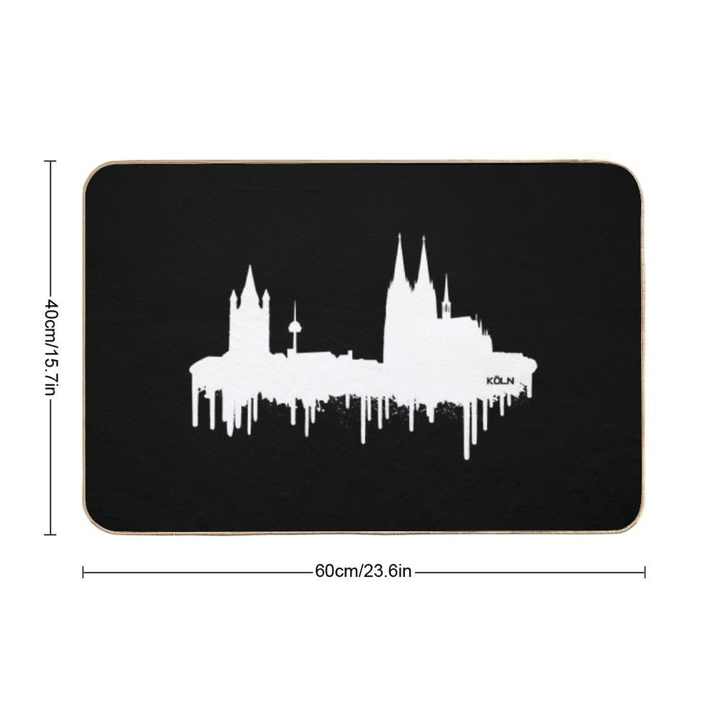 Cologne Skyline - Blur of Color(white)  Eco-Friendly Bath Mat