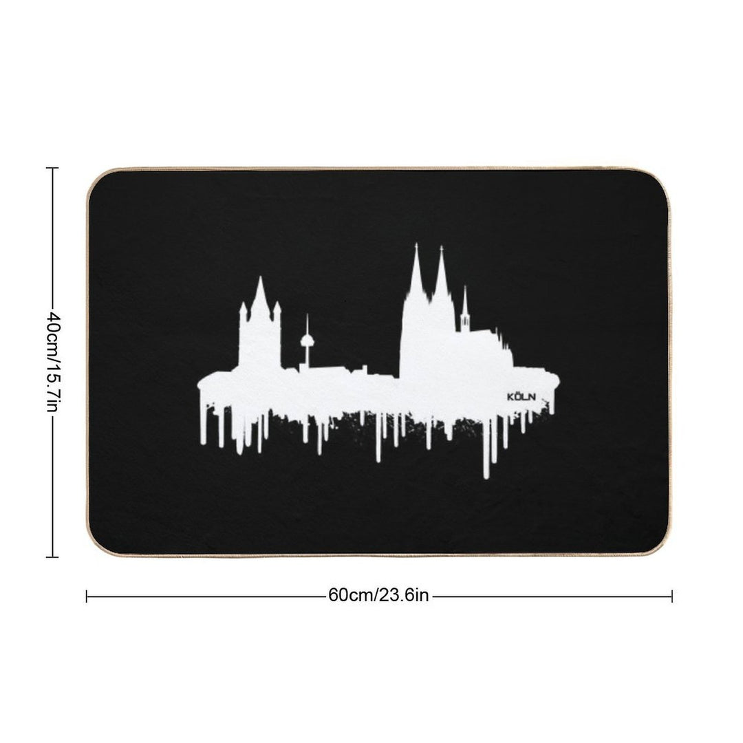 Cologne Skyline - Blur of Color(white)  Eco-Friendly Bath Mat