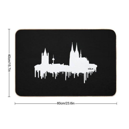 Cologne Skyline - Blur of Color(white)  Eco-Friendly Bath Mat