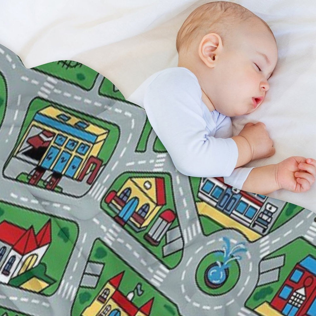 Car City Carpet Road Rug 90s Nostalgic Toy Machine-washable Throw Blanket