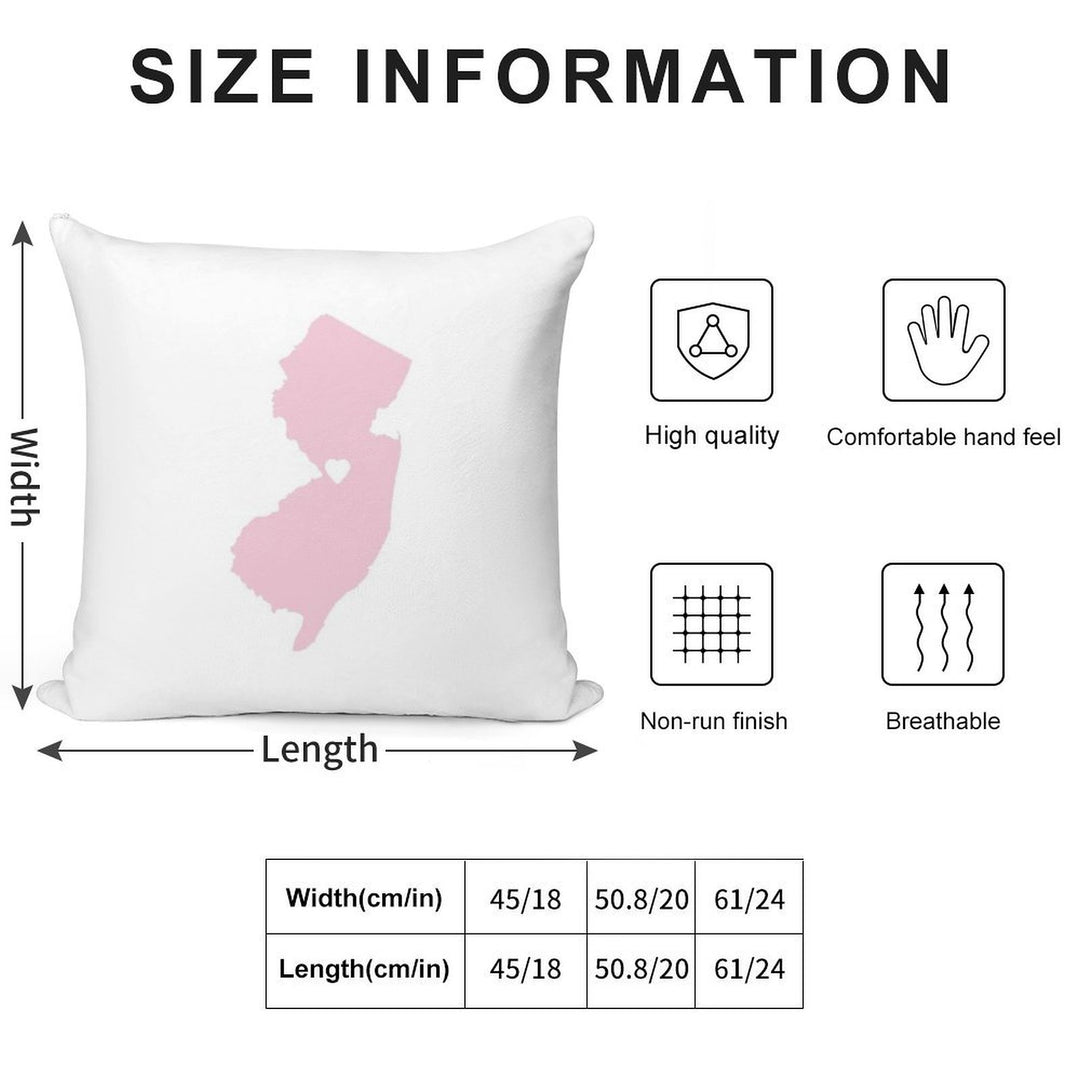 New Jersey Love in Pink Soft Fade-Resistant Throw Pillow