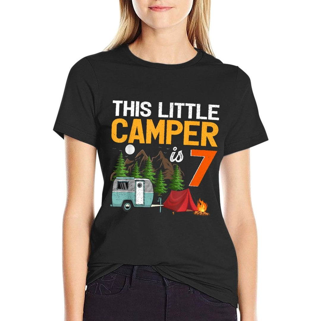 This Little Camper Is 7 Years Old Camping 7th Birthday  Easy-care T-Shirt