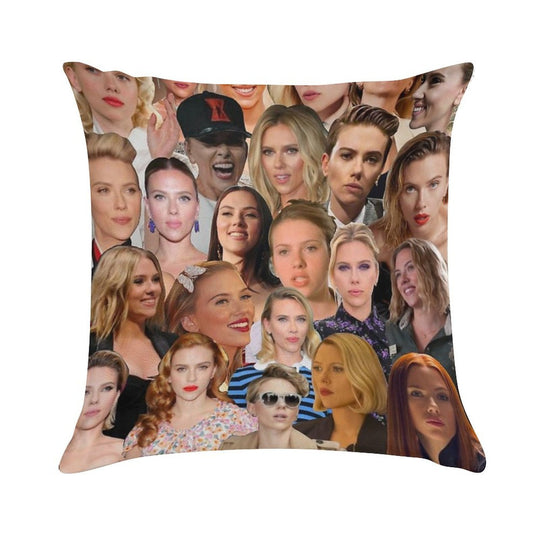 Scarlett Johansson Photo Collage Soft Luxury Feel Throw Pillow