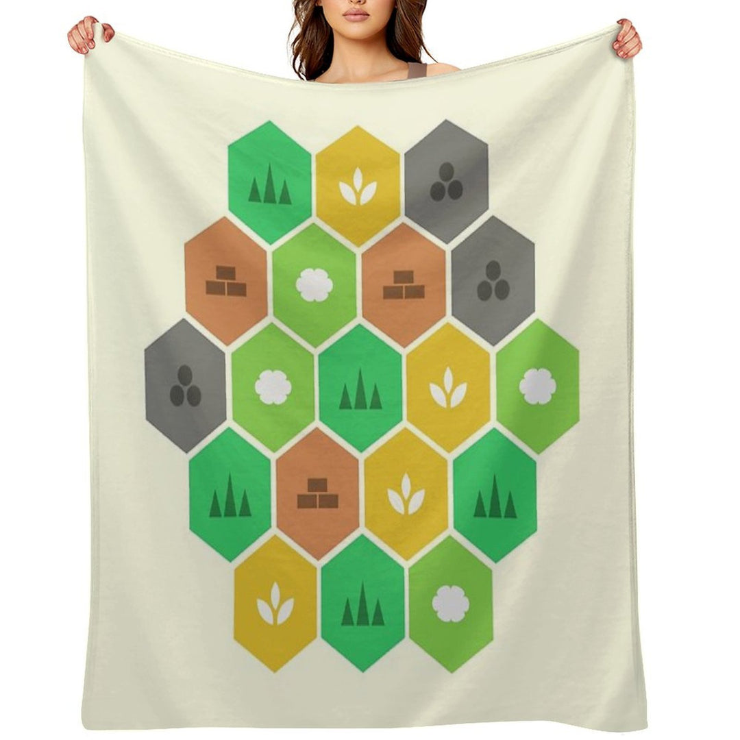 Minimalist Settlers Tile Board Games Travel-friendly Throw Blanket