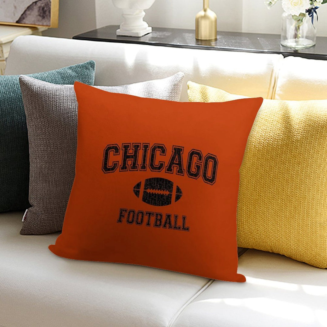 American Football Sport Design  Chicago Football - Distressed Soft Short Plush Fabric Throw Pillow