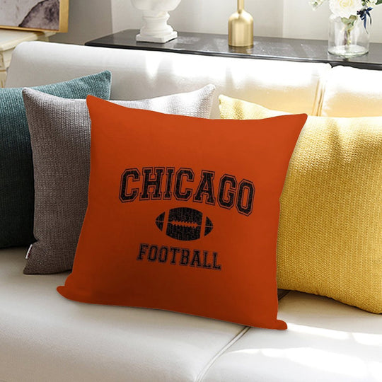 American Football Sport Design  Chicago Football - Distressed Soft Short Plush Fabric Throw Pillow