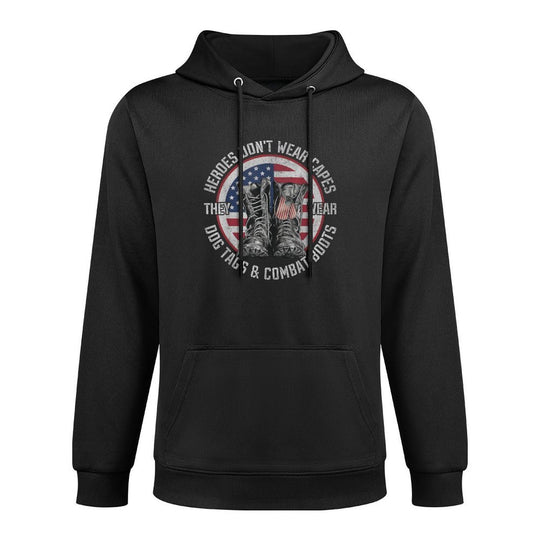 Heroes Dont Wear Capes They Wear Dog Tags  Combat Boots Moisture-Wicking Hoodie