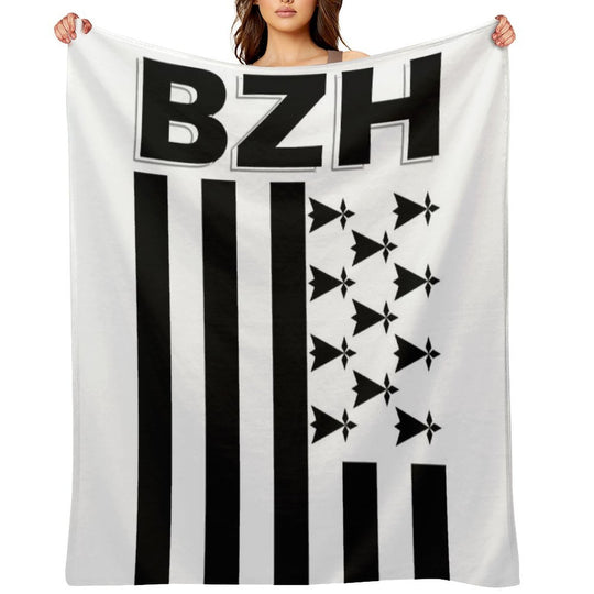 BZH - Breizh - Bretagne - Brittany France Anti-pilling Throw Blanket